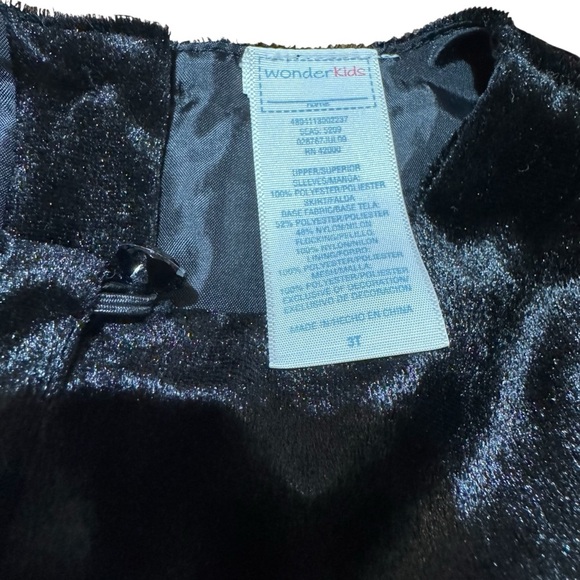 WonderKids Red Black Christmas Dress Long Sleeve Velvet Top Embellished 3T - Picture 7 of 9